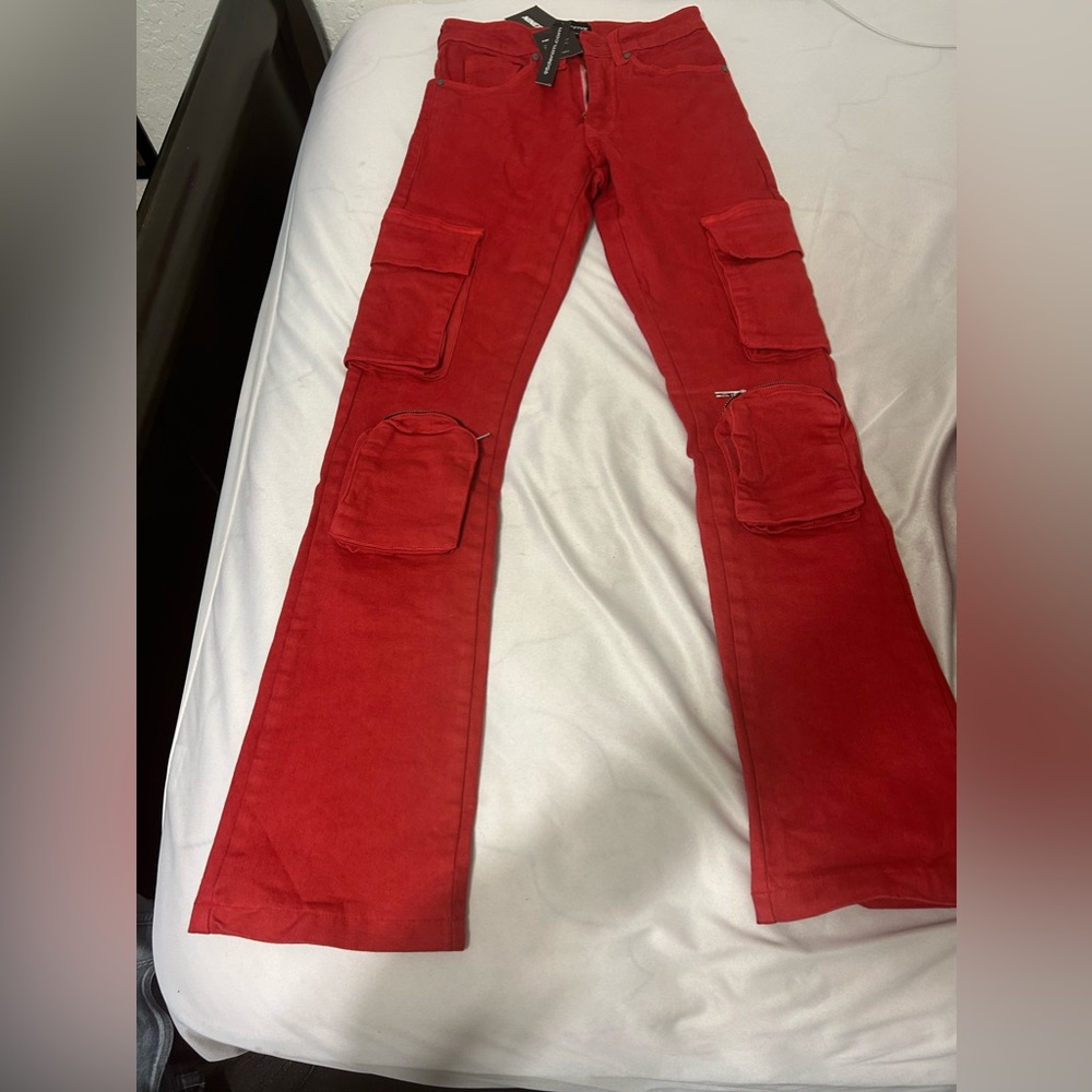 Red Stacked jeans